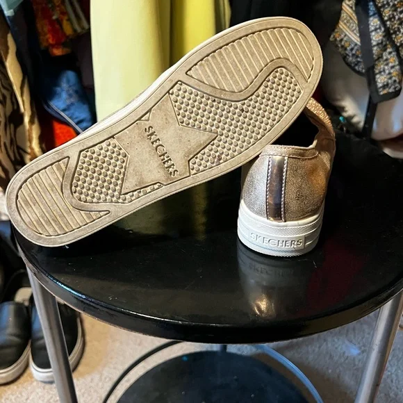 Skechers Women's Gold Glitter Slip-On Sneakers - Picture 3 of 5